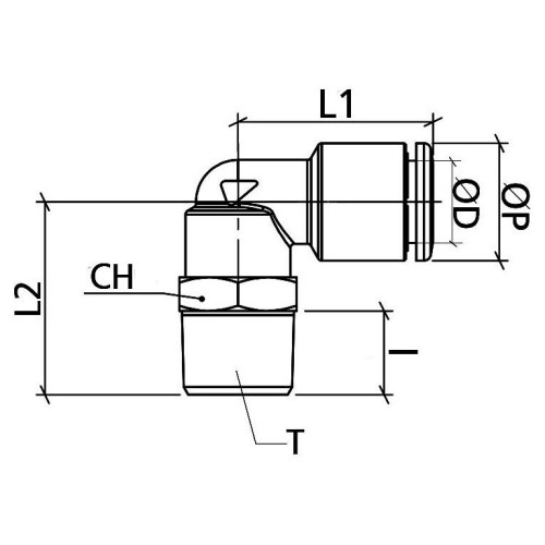Штуцер цанговый угловой R3/8-8 мм CDC BPL-08-R03