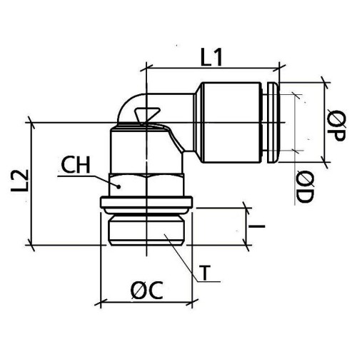 Штуцер цанговый угловой G1/2-10 мм CDC BPL-10-G04