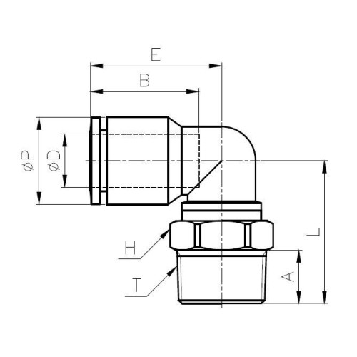 Штуцер цанговый угловой R1/2-16 мм CDC MPL-16-04