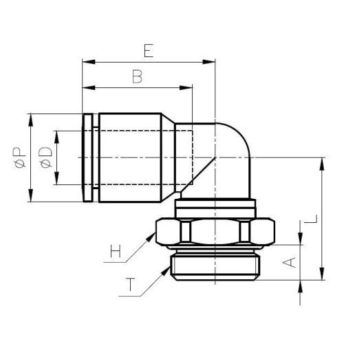Штуцер цанговый угловой G1/4-6 мм CDC MPL-06-G02