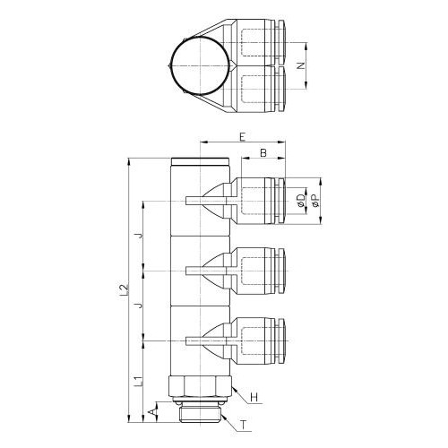 Коллектор цанговый G1/8-8 мм CDC PAT-08-G01(3)