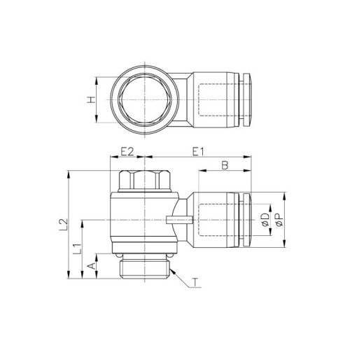 Штуцер цанговый угловой G3/8-8 мм CDC PH-08-G03