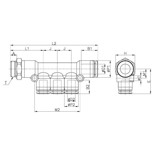 Коллектор цанговый G1/4-4 мм CDC PKD-0804-G02