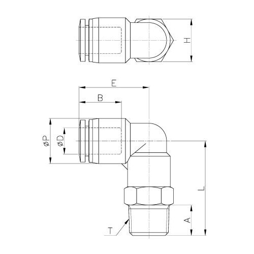Штуцер цанговый угловой R1/4-8 мм CDC PL-08-02
