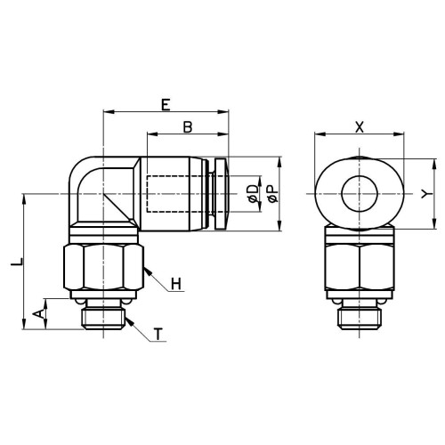 Штуцер цанговый угловой M5-3 мм CDC PL-C-03-M5