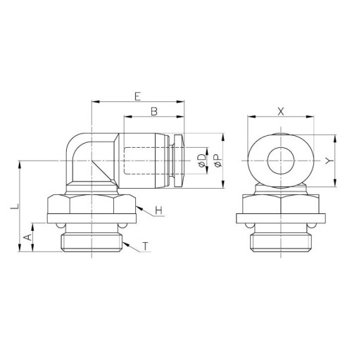 Штуцер цанговый угловой G1/8-6 мм CDC PL-C-06-G01