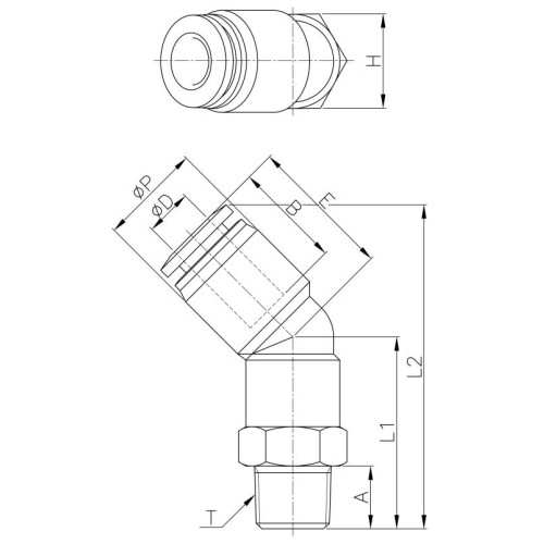 Штуцер цанговый угловой R3/8-6 мм CDC PL45-06-03