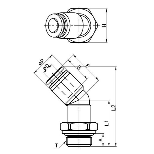 Штуцер цанговый угловой G3/8-4 мм CDC PL45-04-G03