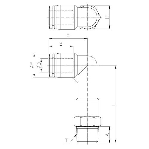 Штуцер цанговый угловой R3/8-10 мм CDC PLLP-10-03