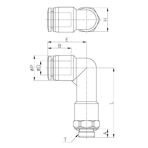 Штуцер цанговый угловой G3/8-6 мм CDC PLLP-06-G03