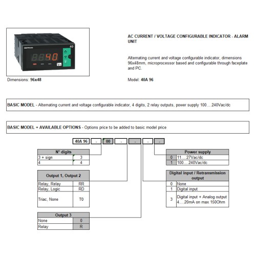 Индикатор Gefran F000215-40A-96-4-00-RR-0-0-1