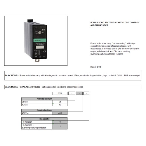 Реле с радиатором Gefran F028718-GTD-40/480-0 (480V/40A)