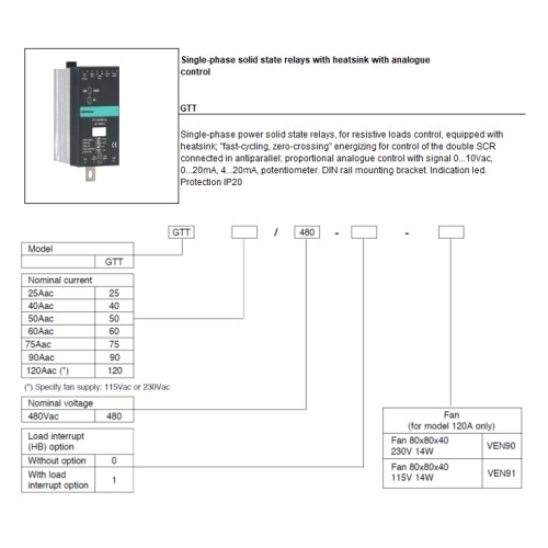 Реле с радиатором Gefran F023695-GTT-75/480-1 (480V/75A)