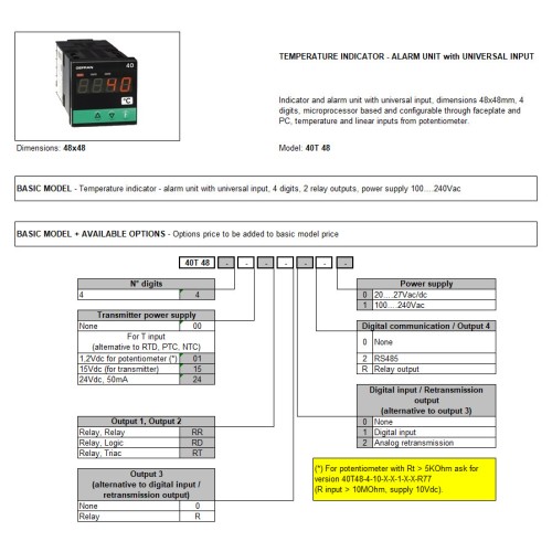 Индикатор Gefran F000928-40T-48-4-24-RR-R-0-R-0