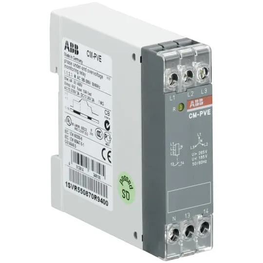 Реле контроля фаз ABB CM-PVE, 1НО, 185–265 В AC 1SVR550870R9400