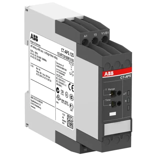 Реле времени ABB CT-APS.12S, задержка отключения, 1 переключающий контакт, 24–48 В постоянного тока, 24–240 В переменного тока 1SVR730180R3100