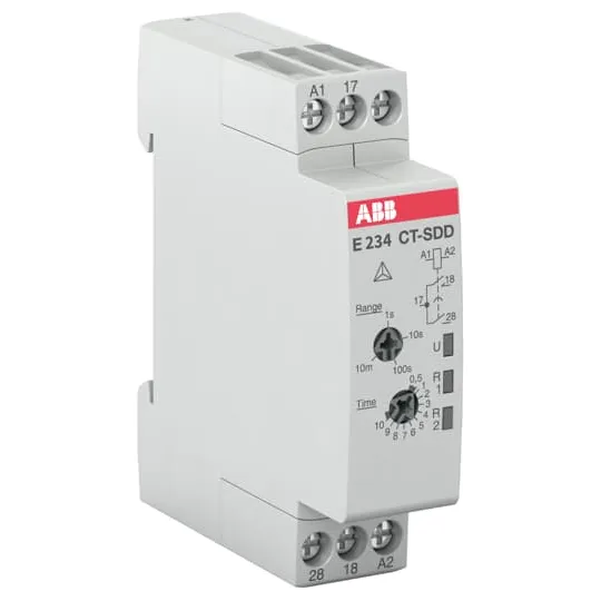 Реле времени ABB CT-SDD.22, звезда-треугольник, 2НО, 24-48 В постоянного тока, 24-240 В переменного тока 1SVR500211R0100