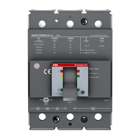 Автоматический выключатель ABB P2C 250 TMD 200-2000 3P F F 1SDA116325R1