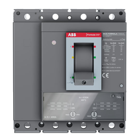 Автоматический выключатель ABB P3S 400 TMA 400-4000 А, 4P, фиксированная уставка, с полной номинальной мощностью InN=100%In 1SDA116387R1